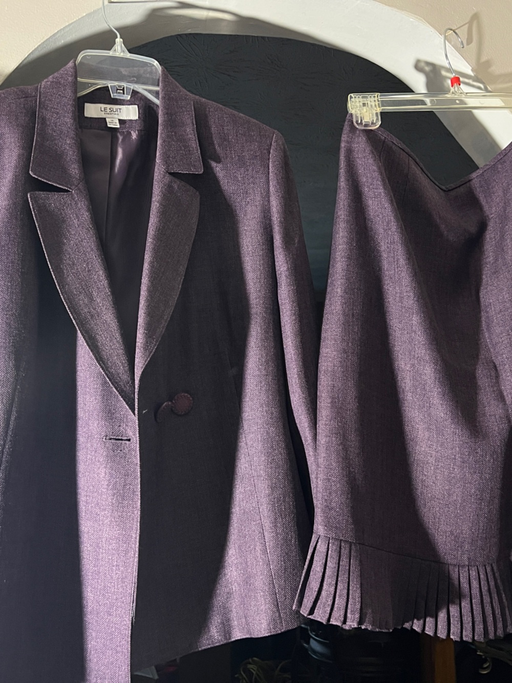 Le Suit Deep Plum Women's Blazer and Skirt Set